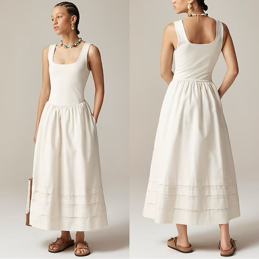 NWT J CREW Drop-waist mixy dress in Natural